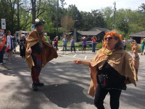 Congregants depicting the May Goddess and Green Man for a Beltane ritual.